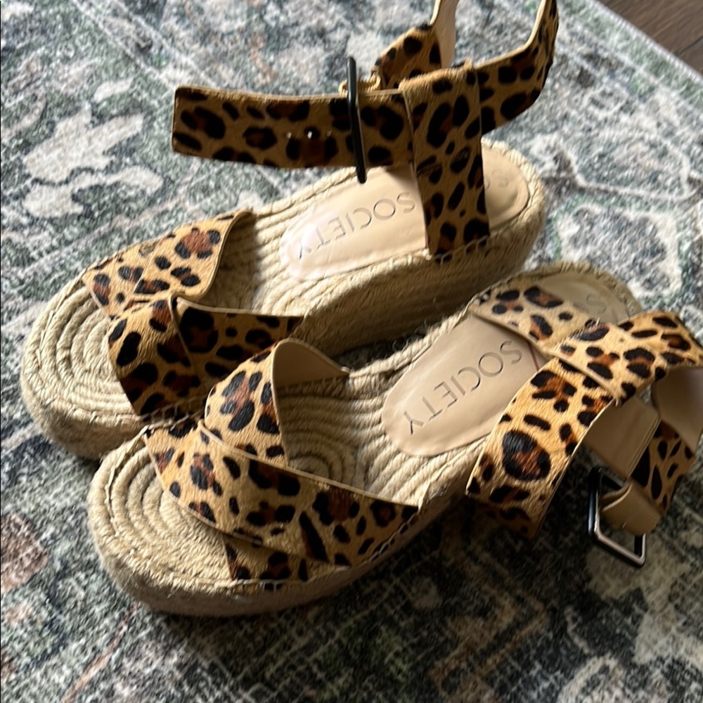 Sole Society Leopard Espadrille Sandals